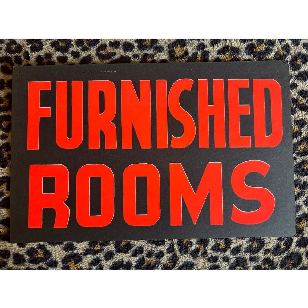 VTG Cardboard Sign 11"X7" Furnished Rooms Rent